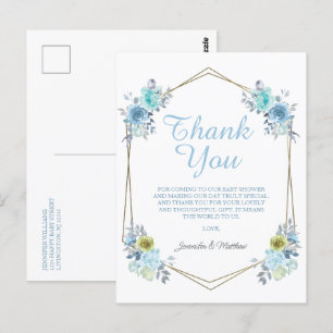 Carte Postale Boho Bleu Floral C'est un Garçon Remerciements Bab