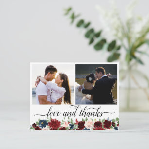 Carte Postale Boho Bloom Bourgogne et Merci photo Navy 2