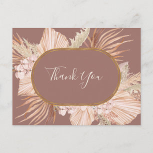 Carte Postale Boho Botanique Tropicale   Rose Poussiéreux Merci