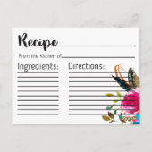 Carte Postale Boho Chic Floral Bouquet Fête des mariées Recette (Dos)