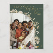 Carte Postale Boho Chic Green Gold Botanique Photo Holiday (Devant)
