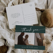 Carte Postale Boho Chic Remerciements de Photo de Mariage Vert E