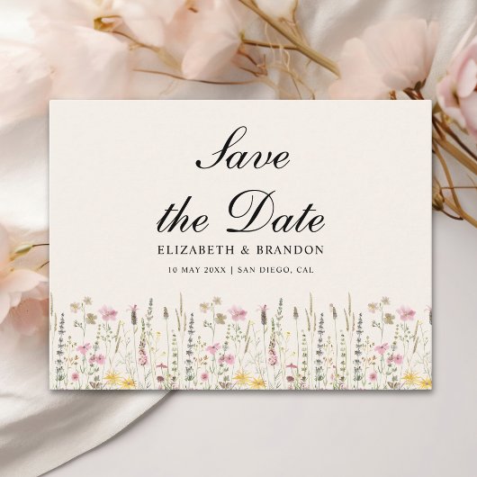 Carte Postale Boho Chic Wedding with Beige Flowers