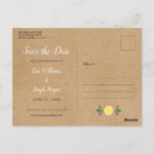 Carte Postale Boho citrons rustiques Élégant Enregistrer la date (Dos)