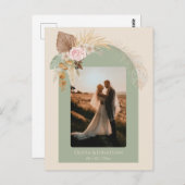 Carte Postale Boho Classé Moderne Rustique Beige Mint Mariage (Devant / Derrière)