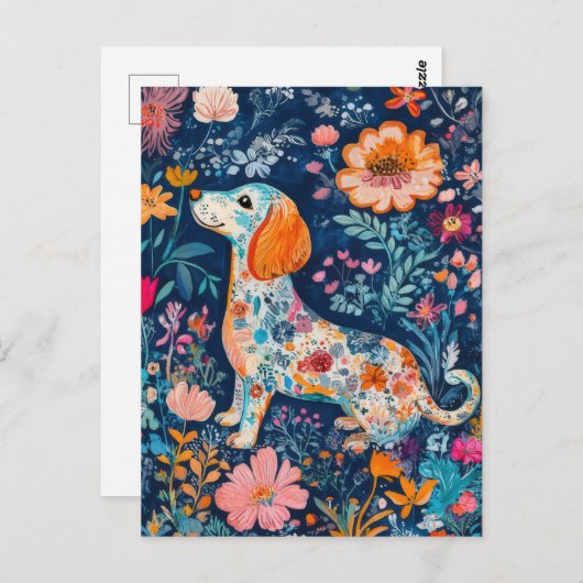 Carte Postale Boho Dackel (Devant / Derrière)