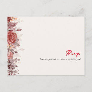 Carte Postale Boho de Bourgogne Rose Floral Pampas Mariage