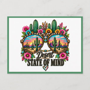 Carte Postale Boho Désert État D'esprit Cactus Coucher de soleil