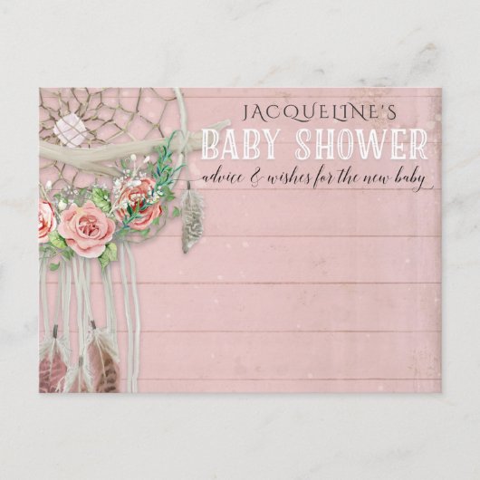 Carte Postale BOHO Dream Catcher Floral Conseille Baby shower fi (Devant)