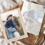 Carte Postale Boho Enregistrer la date Photo Minimal Script Post<br><div class="desc">Mariage Boho Terracotta Enregistrer les cartes de dates qui ont une photo sur le devant. Les cartes Save the Date contiennent une typographie de script moderne,  lettrée à la main,  qui sont élégantes,  simples et modernes à utiliser après que vous minimaliste simple célébration de mariage.</div>