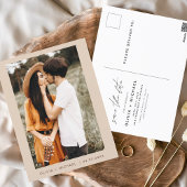 Carte Postale Boho Enregistrer la date Photo Script minimal