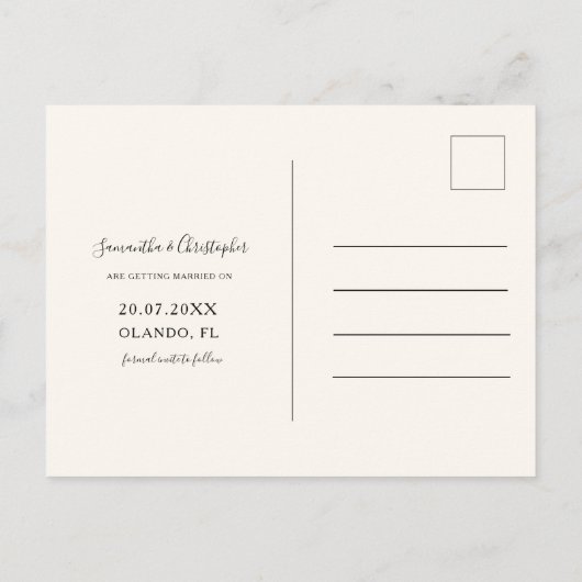 Carte Postale Boho Enregistrez la Date Fleur Sauvage & Photo (Dos)