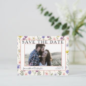 Carte Postale Boho Enregistrez la Date Fleur Sauvage & Photo (Debout devant)