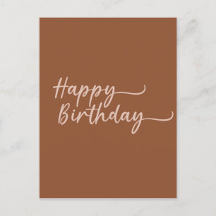 Carte Postale Boho Été Brun Terracotta Tendance Joyeux Anniversa