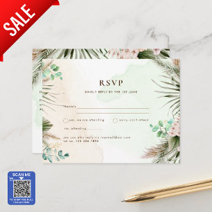 Carte Postale BOHO Eucalyptus Pampas Mariage vert herbe