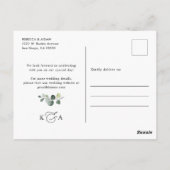 Carte Postale Boho Eucalyptus Verdure Mariage Enregistrer la dat (Dos)
