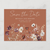 Carte Postale Boho Fall Fleur sauvage Wedding Enregistrer la dat (Devant)