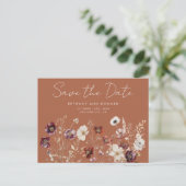 Carte Postale Boho Fall Fleur sauvage Wedding Enregistrer la dat (Debout devant)