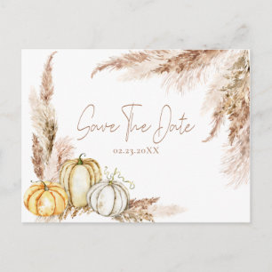 Carte Postale Boho Fall Pampas Grass Enregistrer la date