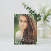 Carte Postale Boho Feuilles Graduation Photo Merci Postcard (Debout devant)