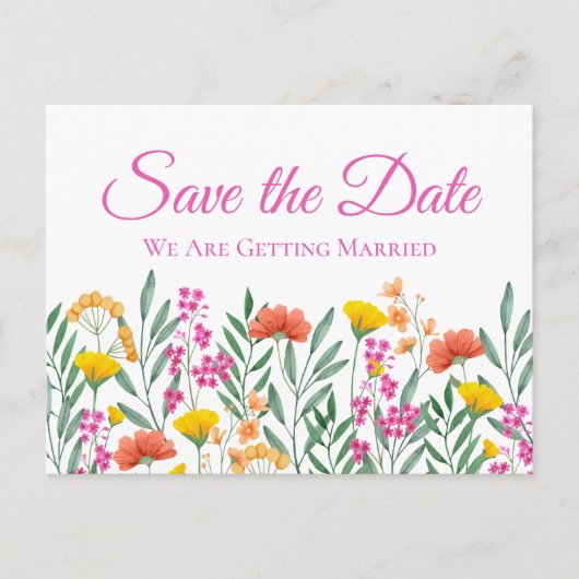 Carte Postale Boho Fleurs de mariage sauvage Fleurs Save The Dat (Devant)