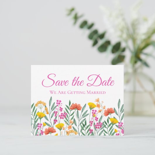 Carte Postale Boho Fleurs de mariage sauvage Fleurs Save The Dat (Debout devant)