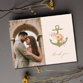 Carte Postale Boho Floral Ancre Mariage photo Merci