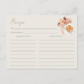 Carte Postale Boho Floral Coffee Cup Fête des mariées Recette Ca (Devant)