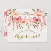 Carte Postale Boho Floral Dreamcatcher Be My Bridesmaid Card (Devant / Derrière)