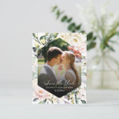 Carte Postale Boho Floral Mariage Photo QR code Enregistrer les (Debout devant)