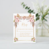 Carte Postale boho floral or tropical script rsvp mariage (Debout devant)