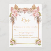 Carte Postale boho floral or tropical script rsvp mariage (Devant)