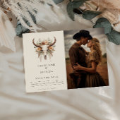Carte Postale Boho Floral Skull Western Wedding Enregistrer la d