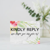 Carte Postale Boho Floral Subtil Marble Demande de Chanson RSVP (Debout devant)