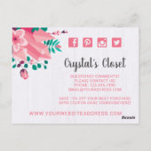 Carte Postale Boho Floral Vêtements cintre Boutique Merci (Dos)