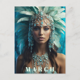 Carte Postale *~* Boho Headdress MARCH AP53 AQUAMARINE