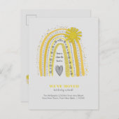 Carte Postale Boho jaune arc-en-ciel Nous avons déménagé Faire-p (Devant / Derrière)