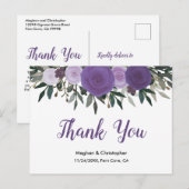 Carte Postale Boho Lavender Purple Aquarelle Merci Floral (Devant / Derrière)