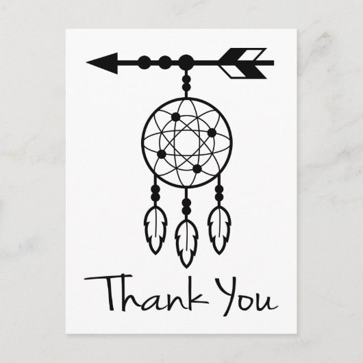 Carte Postale Boho Merci Dream Catcher Native American Black (Devant)