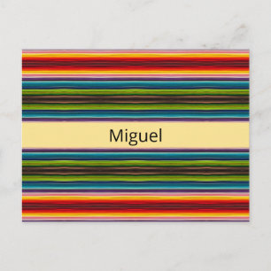 Carte Postale Boho Mexicain Serape Rayures Nom Personnalisé