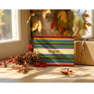 Carte Postale Boho Mexicain Serape Rayures Nom Personnalisé