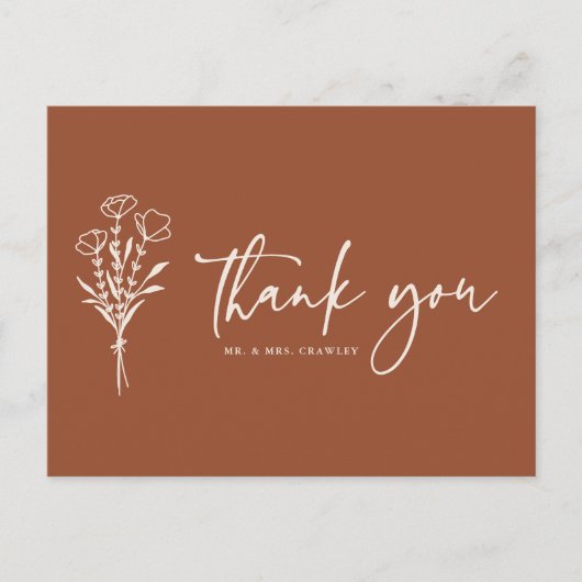 Carte Postale Boho Minimaliste Botaniques Terracotta Merci (Devant)