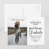 Carte Postale Boho Modern Photo Graduation Party Invitation Pos (Devant / Derrière)