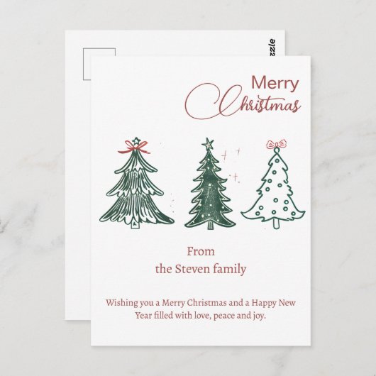 Carte Postale Boho moderne Noël Arbres Décor Vacances (Devant / Derrière)