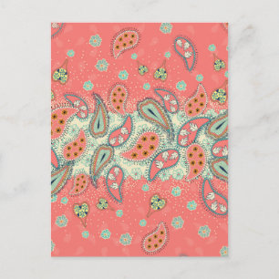Carte Postale Boho Paisley Border