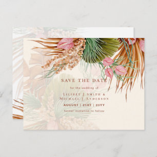 Carte Postale BOHO Pampas Grass Floral Mariage Enregistrer La Da