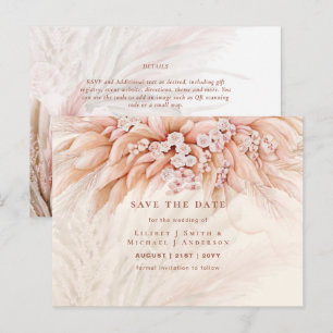 Carte Postale BOHO Pampas Grass Floral Mariage Enregistrer La Da