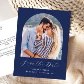 Carte Postale Boho Photo Arch Navy Blue Enregistrer la date