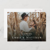 Carte Postale Boho Photo Save the Date with Marocain Brown Tile (Devant / Derrière)