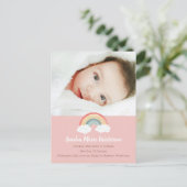 Carte Postale Boho Rainbow Baby shower rose (Debout devant)